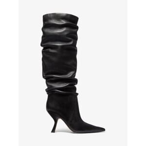 MICHAEL Michael Kors Over Knee Luna Leather Boots Point Toe Black Size 6M NWB